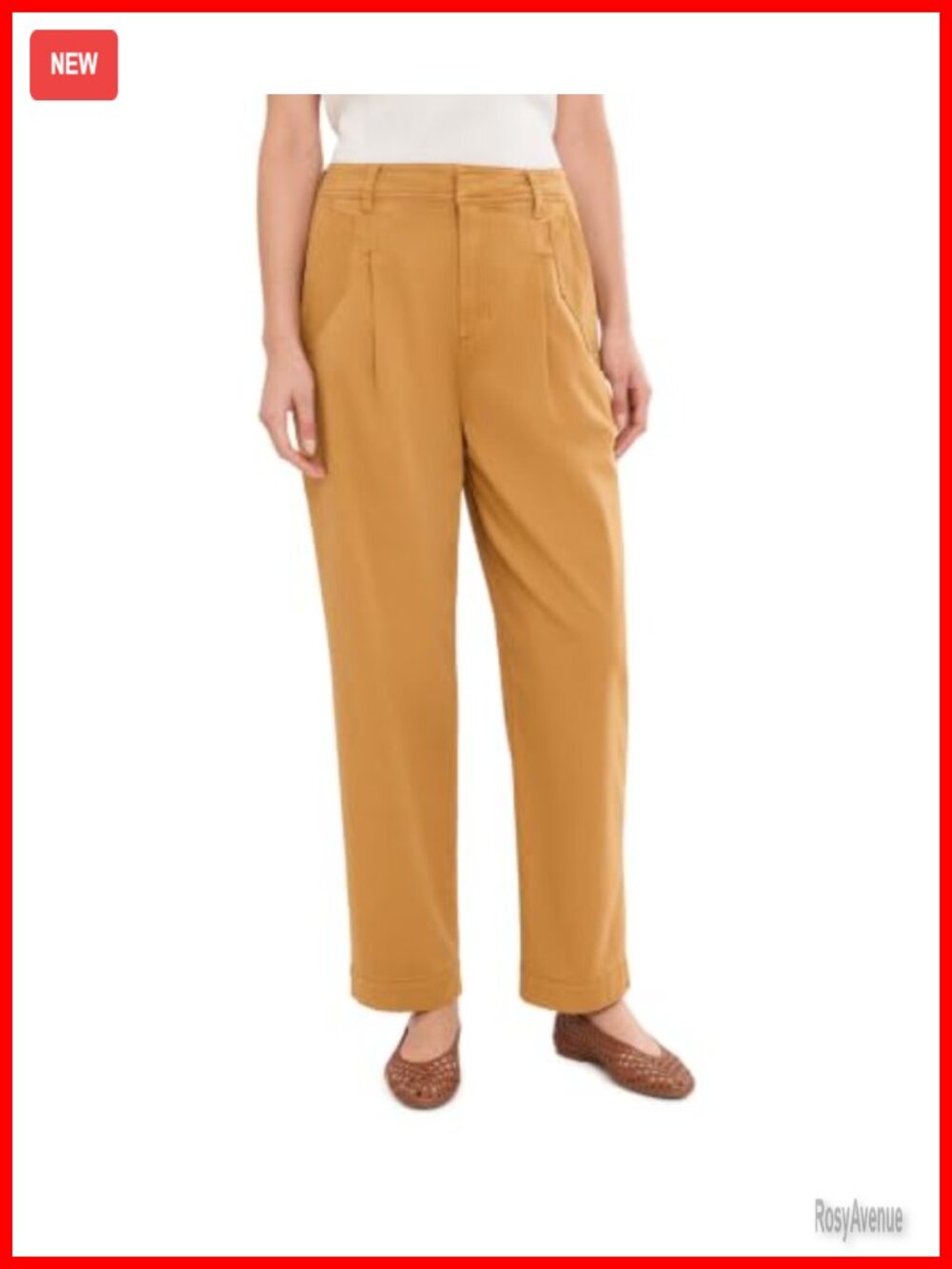 High-Rise Pleated Trousers with Flap Pockets Wide-Leg Work Pants